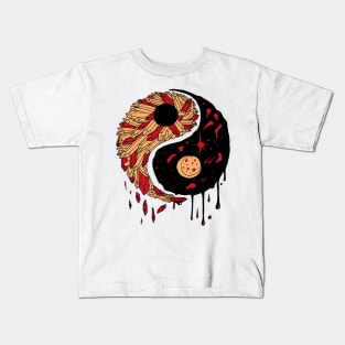 Red and Cream Yin Yang Crystals and The Night Sky Kids T-Shirt